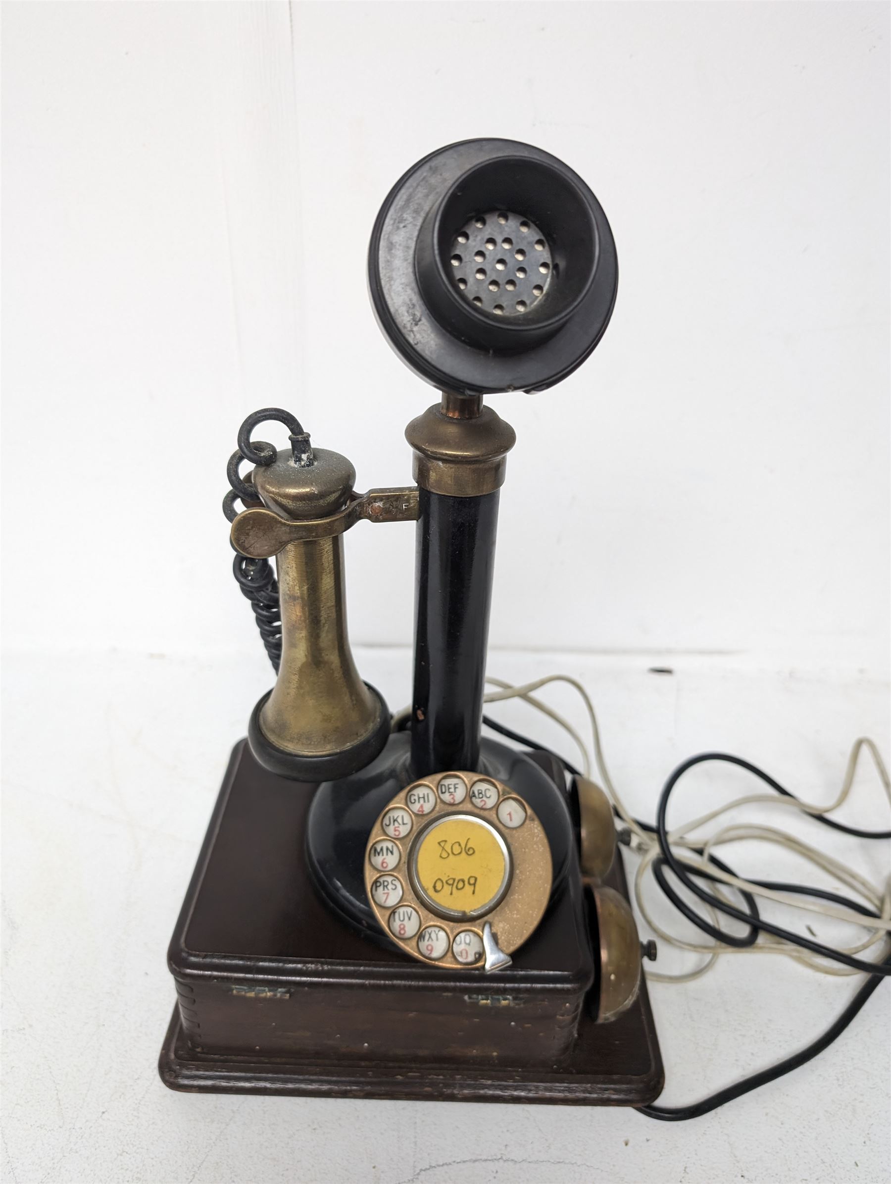 Vintage brass candlestick telephone and bell box - Image 4 of 4