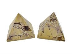 Pair of malachite pyramids