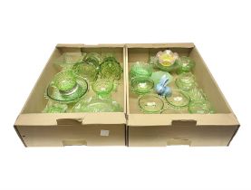 Art Deco green glass ware