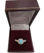 Silver opal and cubic zirconia cluster ring