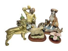 Three Border Fine Arts figures including Boxer with Pups