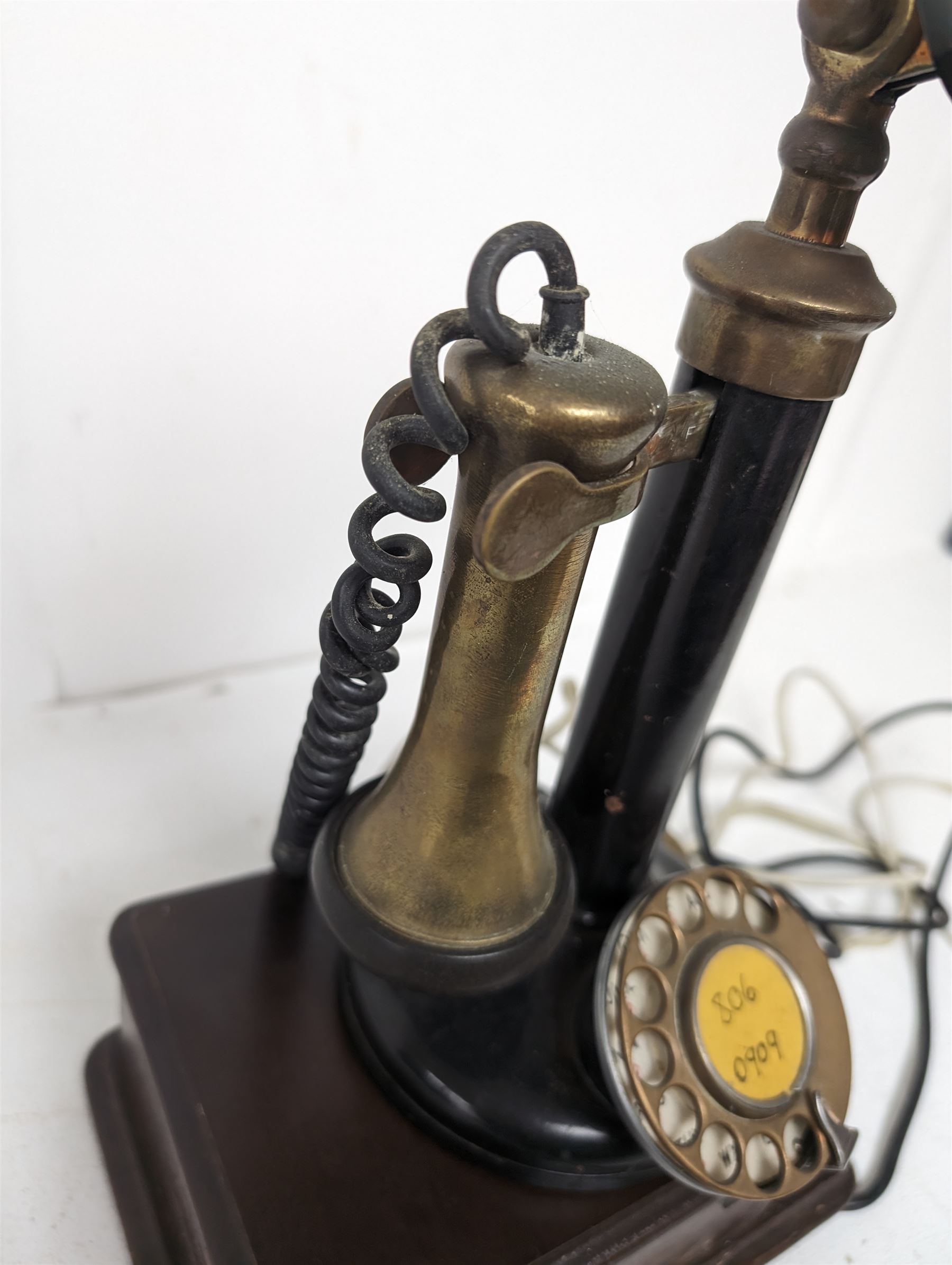 Vintage brass candlestick telephone and bell box - Image 3 of 4