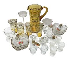 Amber glass lemonade pitcher with four glasses