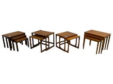 1970s nest of three teak and afromosia occasional tables (W58cm