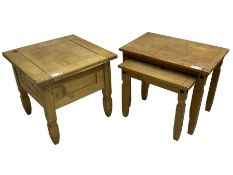 Nest of two pine occasional tables (66cm x 42cm