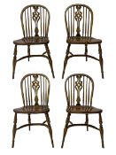 Set of four elm Windsor dining chairs