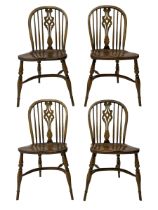 Set of four elm Windsor dining chairs