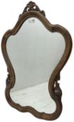 French design stained beech framed wall mirror