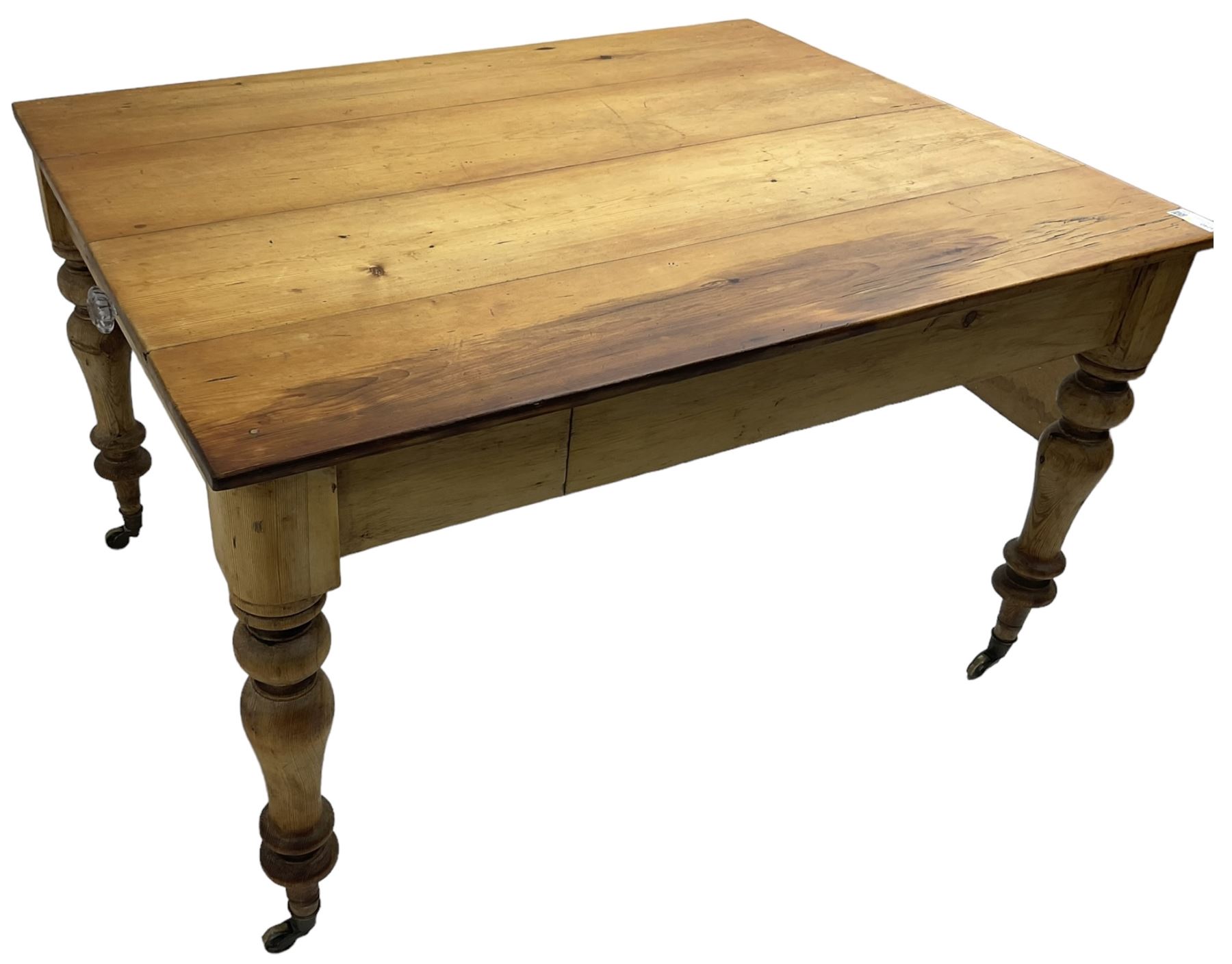 Victorian pine farmhouse kitchen dining table - Image 8 of 8