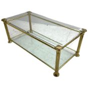 Gilt metal and bevelled glass two-tier coffee table