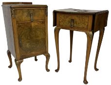 Early 20th century figured walnut bedside cabinet