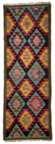 Maimana kilim multi-coloured ground geometric design runner