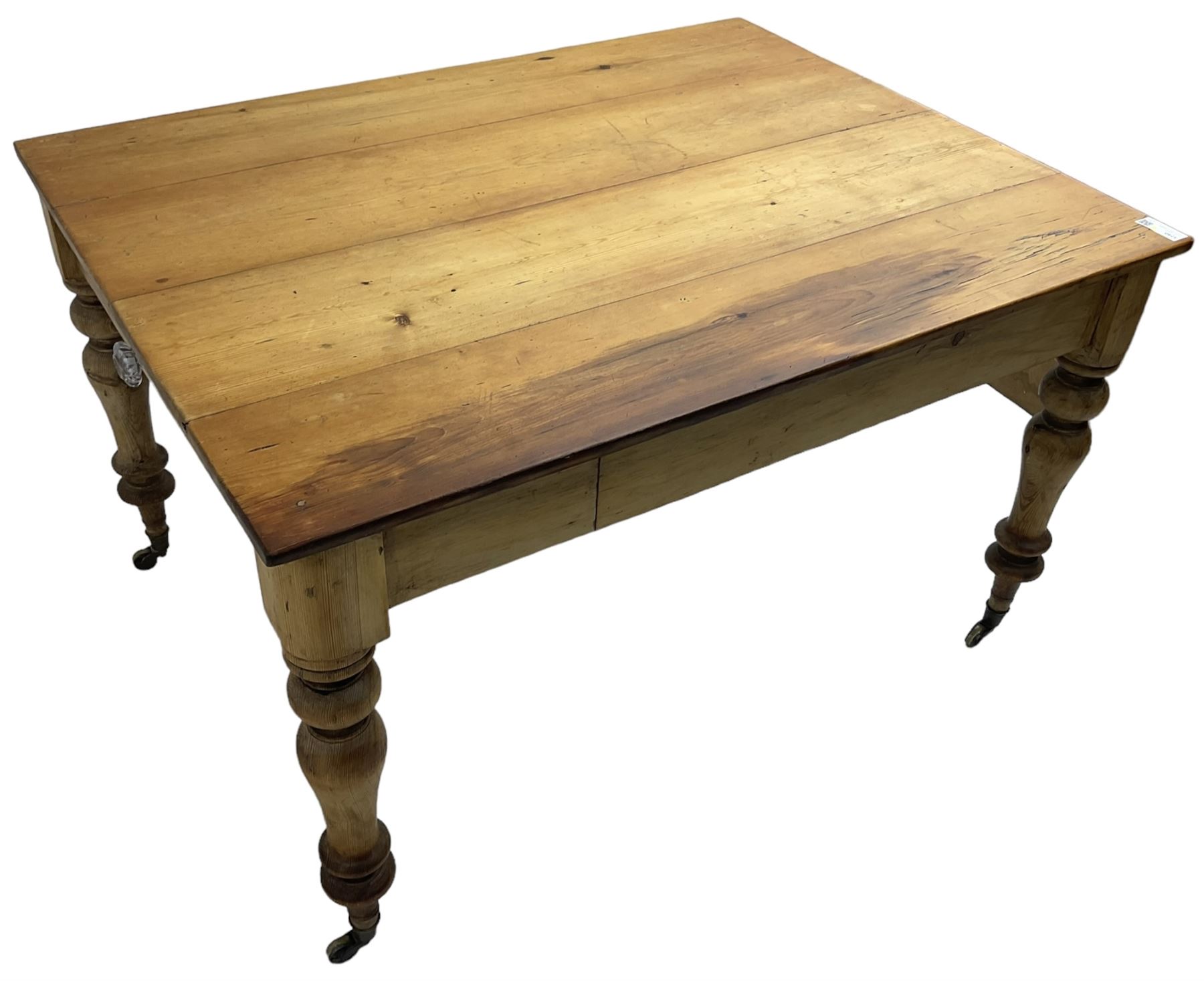Victorian pine farmhouse kitchen dining table - Image 7 of 8