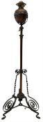 Late 19th to early 20th century wrought metal and copper telescopic oil standard lamp