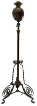 Late 19th to early 20th century wrought metal and copper telescopic oil standard lamp