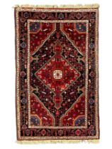 Persian Hamadan red and indigo ground rug