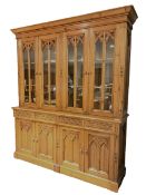 Ecclesiastical Gothic design waxed pine dresser