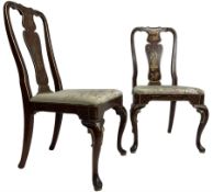 Pair of 20th century Chinoiserie hardwood lacquered hall chairs