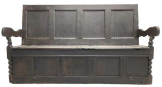 18th century oak box seat settle bench