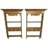 Pair of 20th century small waxed pine plate racks