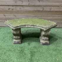 Cast stone three piece curved garden seat