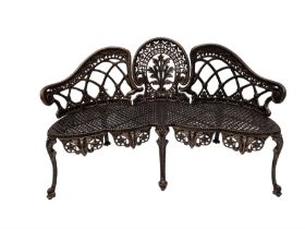 Victorian design cast aluminium garden two seat bench in bronze finish