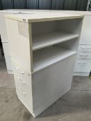 Set of five white desk high pedestals with top side storage - THIS LOT IS TO BE COLLECTED BY APPOINT
