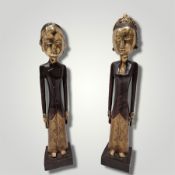 Pair of brass Javanese figures (H60cm)