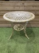 Cast aluminium garden table painted in white