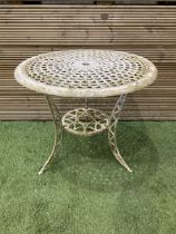 Cast aluminium garden table painted in white