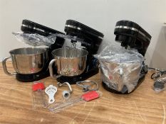 Set of three New Vospeed stand mixers with accessories