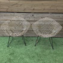 Pair of 1960's lounge chairs after Henry Bertoia diamond design - THIS LOT IS TO BE COLLECTED BY AP