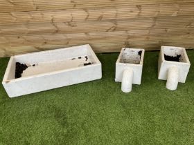 Rectangular glazed shallow sink and pair of royal doulton glazed drinking troughs