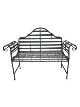 Wrought steel garden bench in light blue and bronze finish