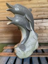Large Granite dolphin sculpture