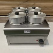 Four aluminium pot dry well bain marie