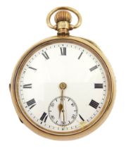 Early 20th century 9ct gold open face keyless lever pocket watch by American Watch Co