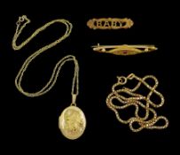9ct gold jewellery including gold locket necklace