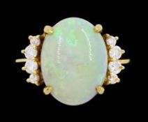 18ct gold single stone opal ring