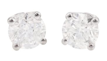 Pair of 18ct white gold round brilliant cut diamond stud earrings