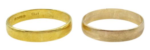 22ct gold wedding band and a 9ct gold band