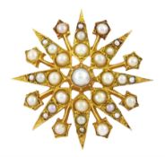 9ct gold split pearl star brooch