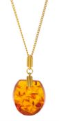 Russian gilt amber pendant necklace