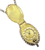 Silver and silver-gilt novelty manual wind watch pendant
