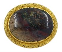 Victorian single stone moss agate brooch