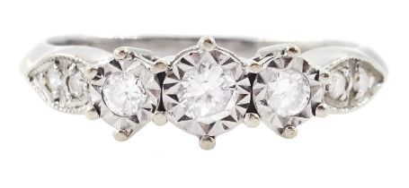 18ct white gold three stone round brilliant cut diamond ring