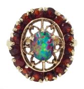 9ct gold opal triplet and garnet cluster ring