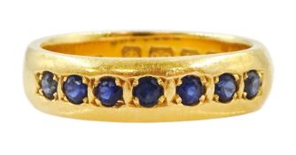 22ct gold rubover set seven stone sapphire half eternity ring