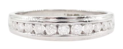 18ct white gold channel set round brilliant cut diamond half eternity ring