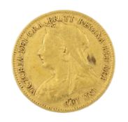 Queen Victoria 1894 gold half sovereign coin
